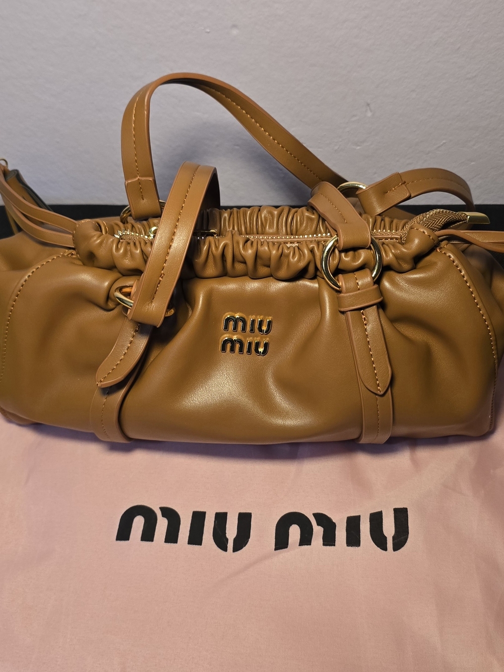 Miu Miu Tan Leather Shoulder Bag